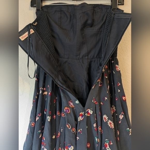Rebecca Taylor Ditsy Floral 100% Silk Strapless Corset Flowy Mini Dress Coquette - Picture 10 of 14